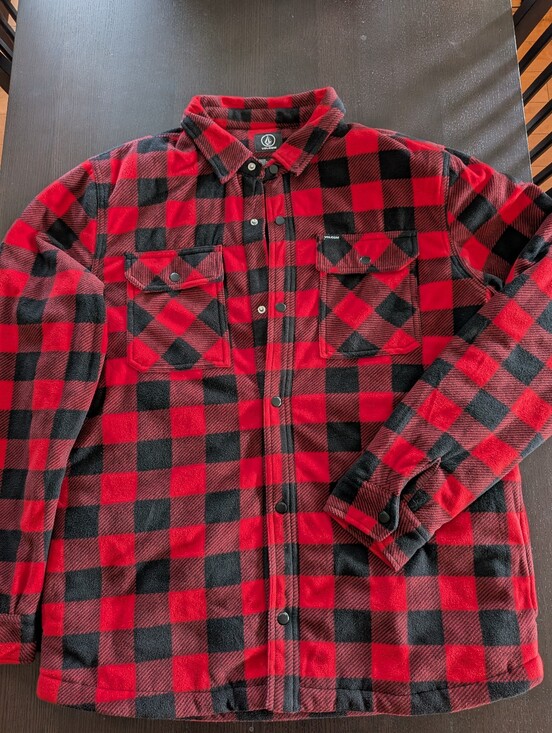 Volcom Other - Volcom Mens Fleece Quilt Lined Overshirt Insulated Jacket Red Buffalo Plaid XL